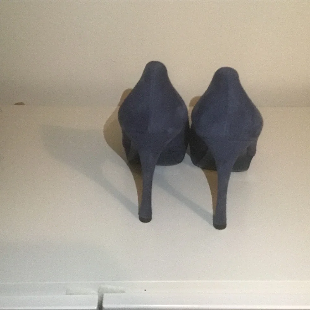 YSL Saint Laurent Paris Navy Blue Suede Palais Platform Pumps Heels 39.5 9.5 LN - Picture 7 of 7
